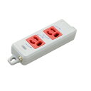 明工社 横形OA抜け止め接地タップ 2コ口 15A 125V パイロットランプ マグネット付(赤) 白 MR7902WR ※受注生産品