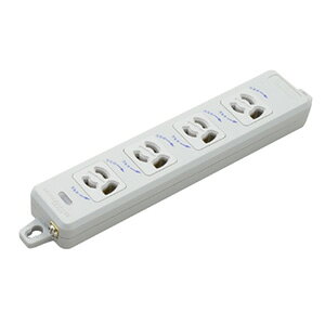 明工社　横形OA抜け止め接地タップ　4コ口　15A　125V　パイロットランプ　マグネ...