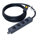 明工社 横形OA抜け止め接地タップ 4コ口 15A 125V パイロットランプ マグネット付 接地プラグ付(黒) VCTF1m 黒 MR7904TJ1BB ※受...