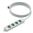 明工社 横形OA抜け止め接地タップ 4コ口 15A 125V パイロットランプ マグネット付 接地プラグ付(緑) VCTF3m 白 MR7904TJ3WM ※受...