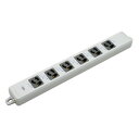 明工社 横形OA抜け止め接地タップ 6コ口 15A 125V パイロットランプ マグネット付(黒) MR7906WB ※受注生産品