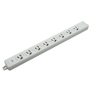 明工社　横形OA抜け止め接地タップ　8コ口　15A　125V　パイロットランプ　マグネット付　コードなし　白　MR7908N