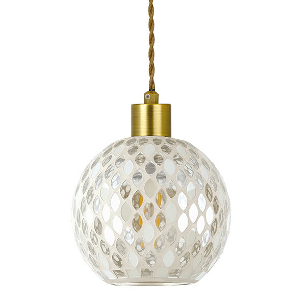 キシマ　天井照明器具　ペンダントライト　モザイクガラス　Lehtia（レフティア）　ホワイト（白）　クリアフィラメントLED（白熱電球100W形相当　電球色）×1灯（ランプ付）　ワンタッチ取付（引掛けシーリング式）　シンプルモダン　クラシカル　GEM6970