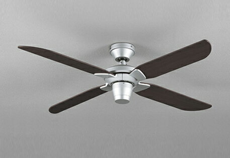 Interior Fans - ODELIC　シーリングファン　AC MOTOR FAN　パイプ吊り　簡易結線型　リモコン付　本体:マットシルバー　羽根:エボニーブラウン色　WF056