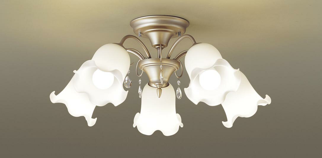 パナソニック 天井照明器具 シャンデリア 簡易取付方式 LED電球一般電球タイプ12.9W(100W形相当 E26口金 電球色)×5灯 (ランプ付き) 本体ベー...