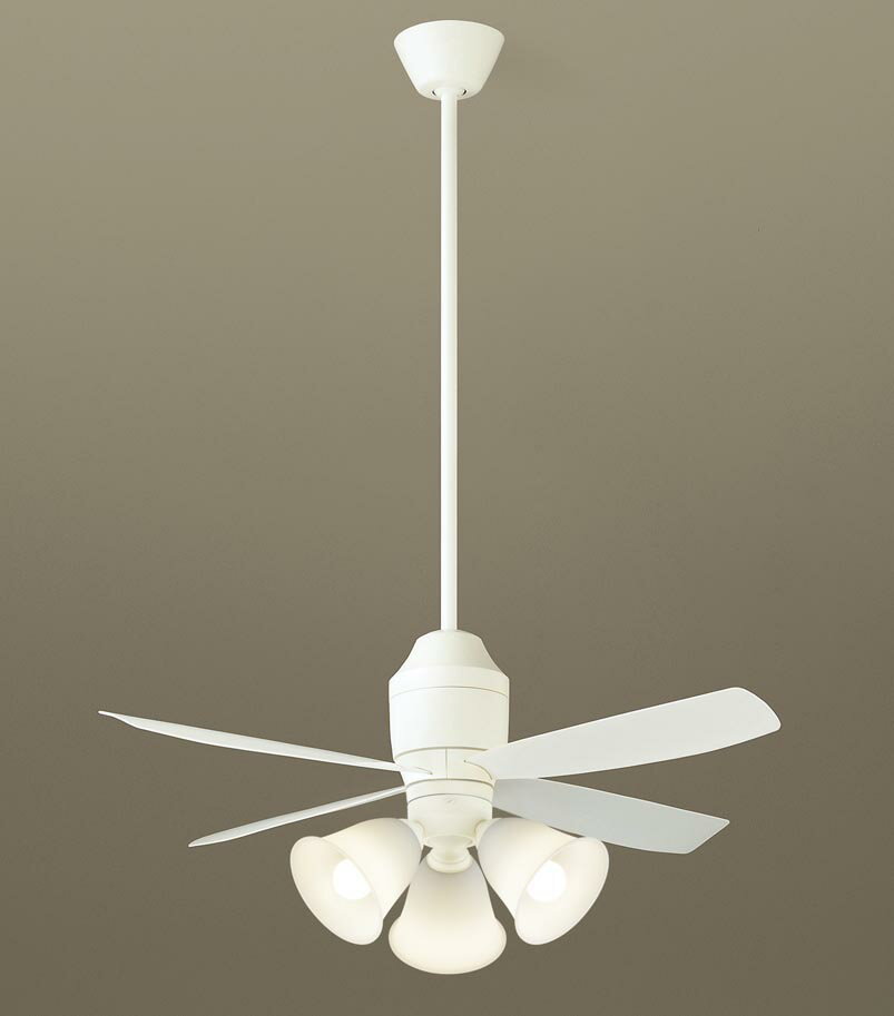 パナソニック シーリングファン 天井吊下型 直付ボルト取付専用 DCモータータイプ 〜8畳 電球色 100形電球3灯器具相当(ランプ付) 風量4段切替 リモコン...