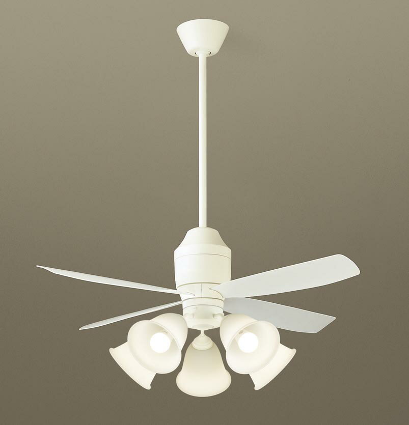 パナソニック シーリングファン 天井吊下型 直付ボルト取付専用 DCモータータイプ 〜14畳 電球色 100形電球5灯器具相当(ランプ付) 風量4段切替 リモコ...