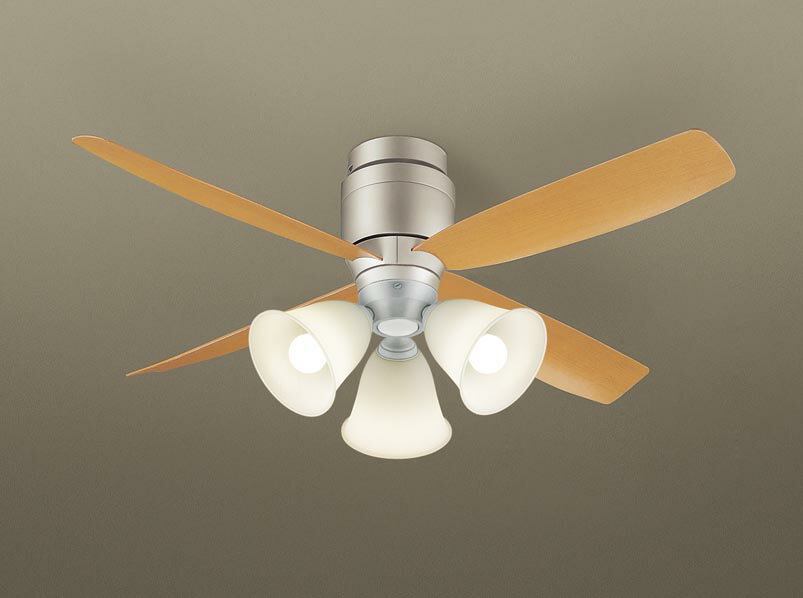 パナソニック シーリングファン 天井直付型 ローゼット取付(簡易取付) DCモータータイプ 〜8畳 電球色 100形電球3灯器具相当(ランプ付) 風量4段切替 ...