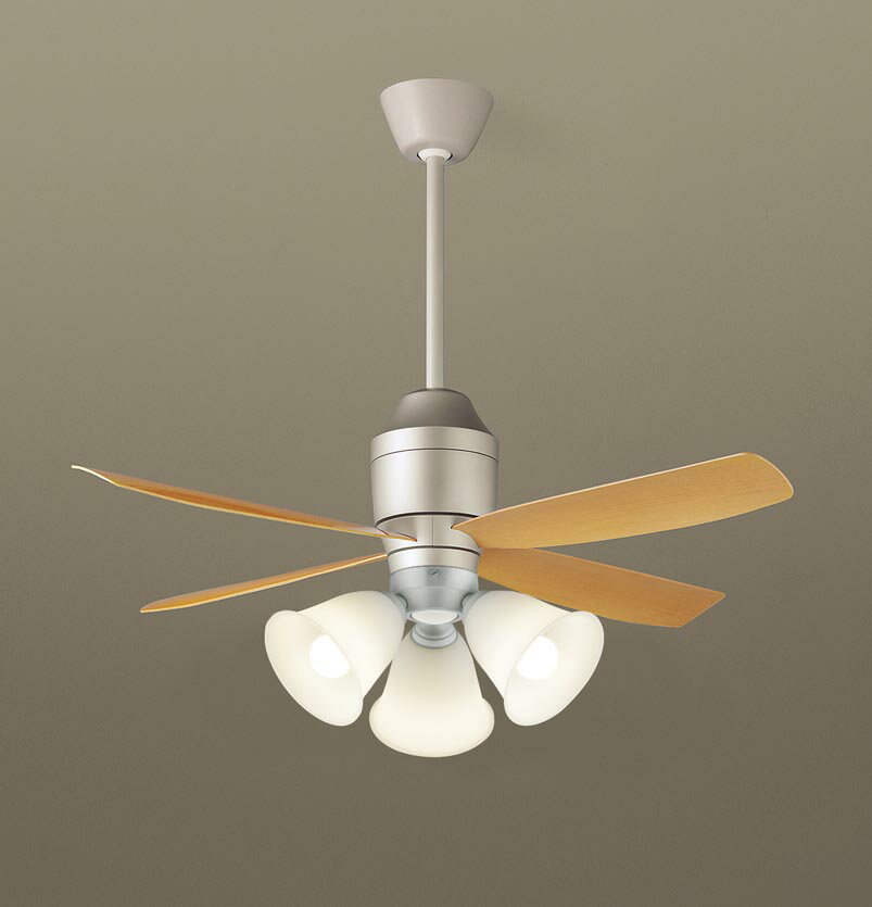 パナソニック シーリングファン 天井吊下型 直付ボルト取付専用 DCモータータイプ 〜8畳 電球色 100形電球3灯器具相当(ランプ付) 風量4段切替 リモコン...