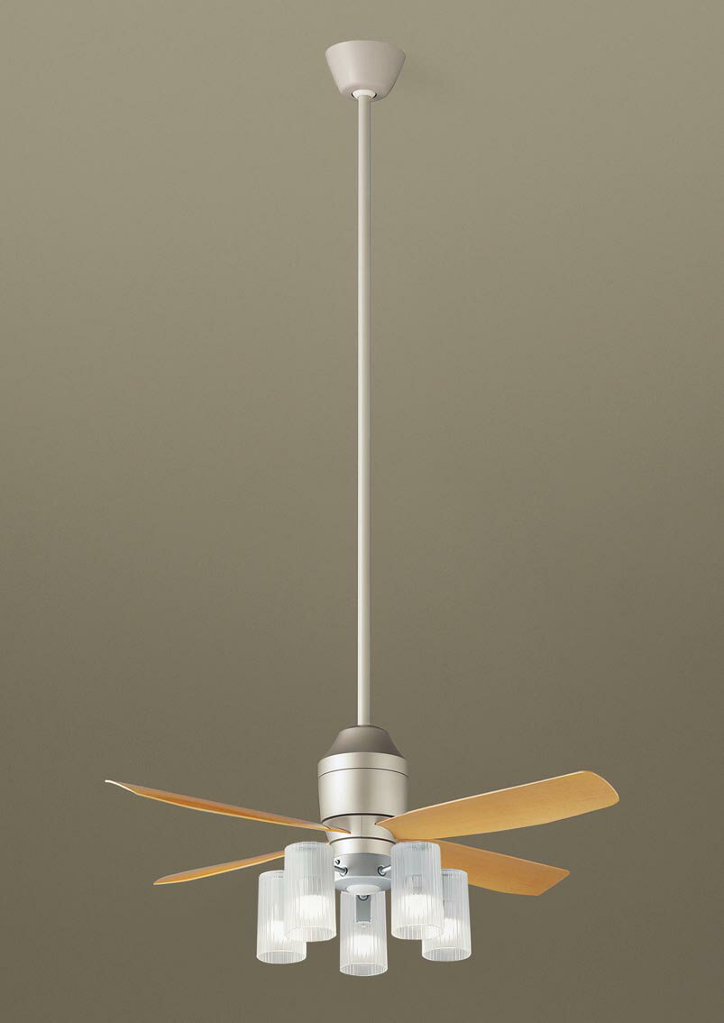 パナソニック シーリングファン 天井吊下型 直付ボルト取付専用 DCモータータイプ 〜10畳 電球色 60形電球5灯器具相当(ランプ付) 風量4段切替 リモコン...