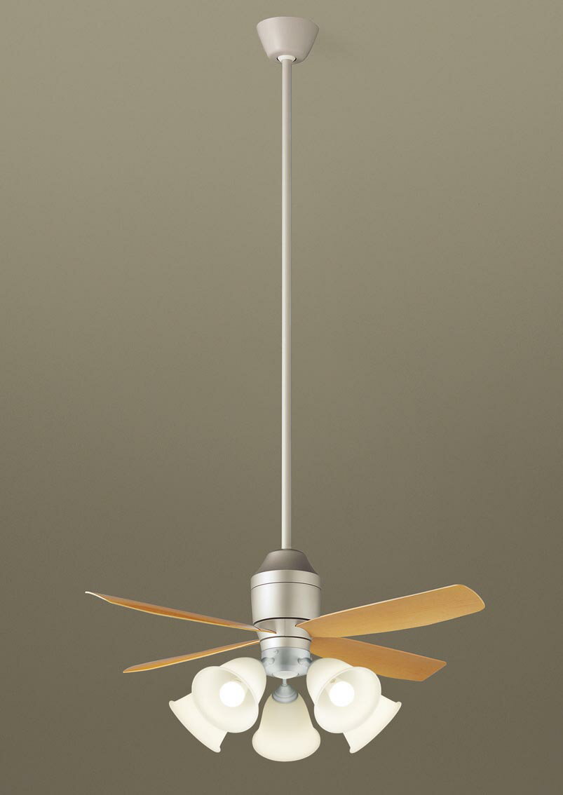 パナソニック シーリングファン 天井吊下型 直付ボルト取付専用 DCモータータイプ 〜14畳 電球色 100形電球5灯器具相当(ランプ付) 風量4段切替 リモコ...