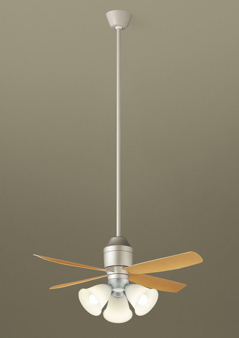 パナソニック シーリングファン 天井吊下型 直付ボルト取付専用 DCモータータイプ 〜8畳 電球色 100形電球3灯器具相当(ランプ付) 風量4段切替 リモコン...