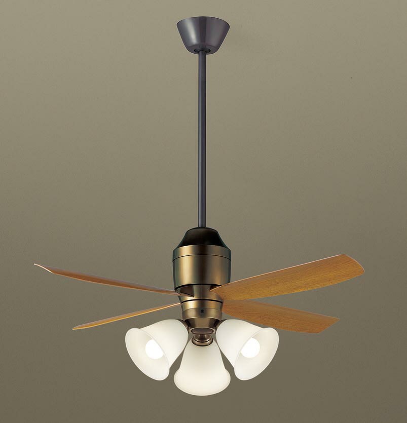 パナソニック シーリングファン 天井吊下型 直付ボルト取付専用 DCモータータイプ 〜8畳 電球色 100形電球3灯器具相当(ランプ付) 風量4段切替 リモコン...