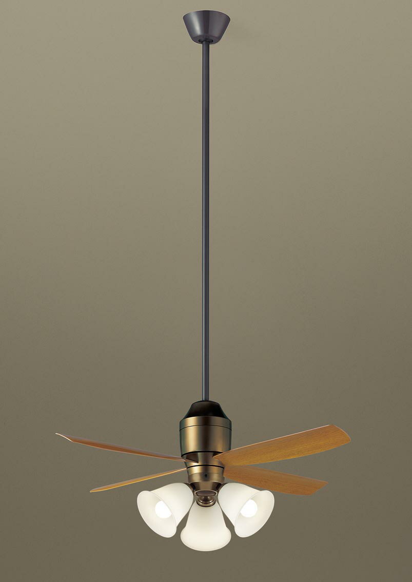 パナソニック シーリングファン 天井吊下型 直付ボルト取付専用 DCモータータイプ 〜8畳 電球色 100形電球3灯器具相当(ランプ付) 風量4段切替 リモコン...