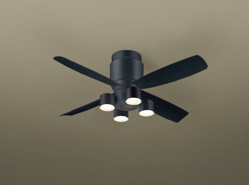 パナソニック シーリングファン 天井直付型 ローゼット取付(簡易取付) DCモータータイプ 電球色 60形電球4灯器具相当(ランプ付) 風量4段切替 リモコン付...