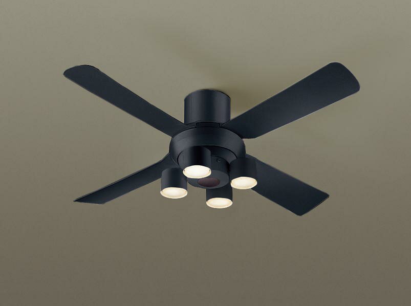 パナソニック シーリングファン 天井直付型 ローゼット取付(簡易取付) ACモータータイプ 電球色 60形電球4灯器具相当(ランプ付) 風量4段切替 リモコン付...