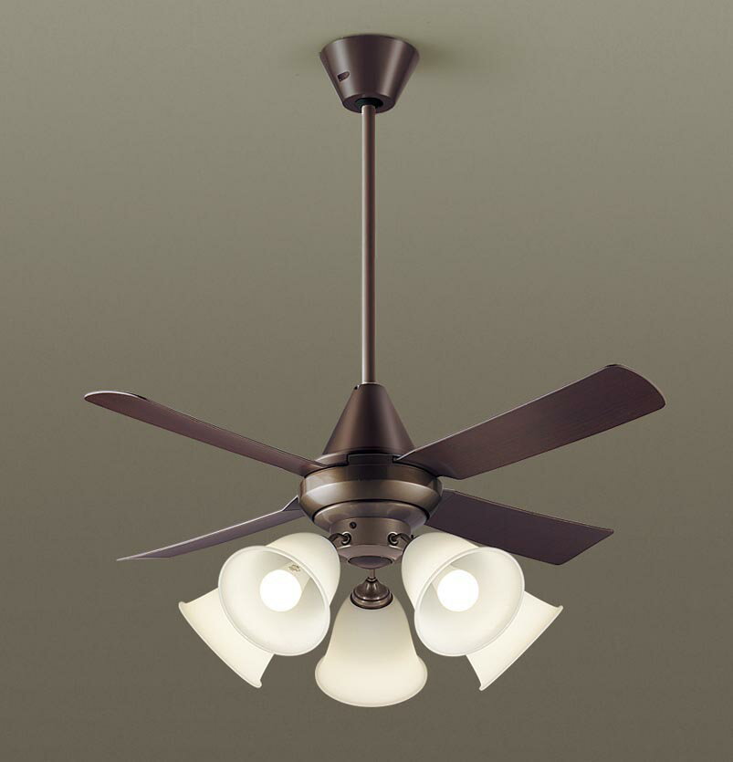 パナソニック シーリングファン 天井吊下型 直付ボルト取付専用 ACモータータイプ 〜14畳 電球色 100形電球5灯器具相当(ランプ付) 風量4段切替 リモコ...