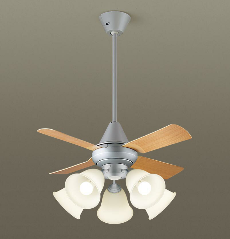 パナソニック シーリングファン 天井吊下型 直付ボルト取付専用 ACモータータイプ 〜14畳 電球色 100形電球5灯器具相当(ランプ付) 風量4段切替 リモコ...