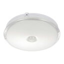 オーム電機 LED小形シーリングライト 人感センサー・明暗センサー付き 光色:昼光色 ボール電球60W形相当 全光束:710lm LED一体型 引掛シーリング ...
