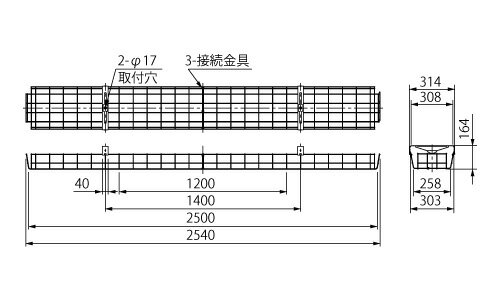 三菱 LED施設照明器具用ガード Myシリーズ110形・Lファイン110形用 屋内用 GAF53 ※受注生産品 [3]