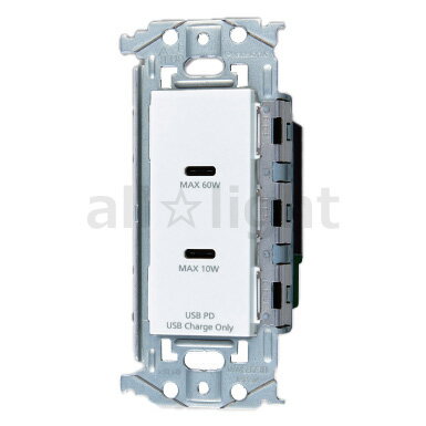 パナソニック アドバンスシリーズ配線器具 埋込充電用USBコンセント(Type-C) 2個モジュール 2ポート PD充電60Wまで 金属枠付 セラミックホワイト WTL1488W