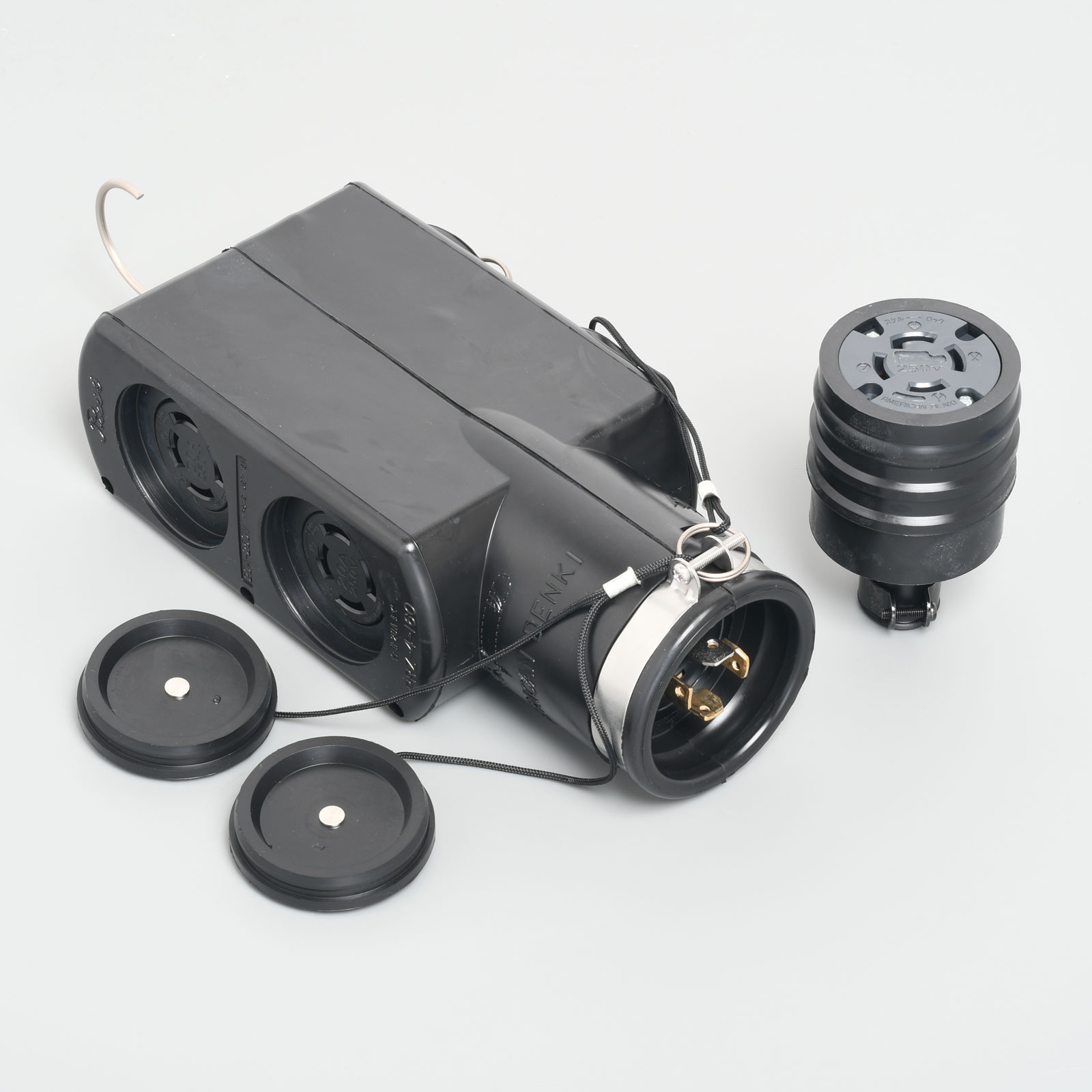 アメリカン電機　携帯用電源函　接地形3P　20A　250V　移動用分岐ボックス 引掛形4ヶ口　PRZ4160