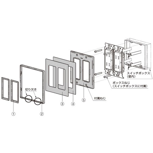 スガツネ LAMP フレックスブラックシリーズ  スイッチ・コンセントプレート クリアーカリン AES樹脂 2連用 3口 十字穴付皿小ねじM3.5×5付属 PXPFB02WC [3]