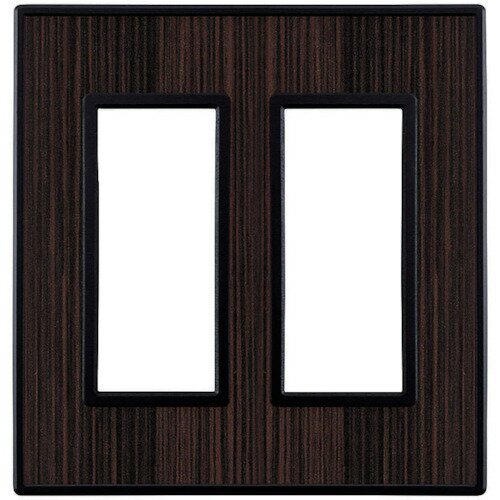 スガツネ LAMP フレックスブラックシリーズ スイッチ・コンセントプレート クリアーエボニー AES樹脂 2連用 3口 十字穴付皿小ねじM3.5×5付属 PXPFB02WE