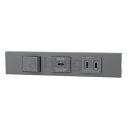 神保電器 NKシリーズ 家具・機器用3路スイッチ+USBコンセント(Type-C)+コンセントセット(什器用) PD充電最大18Wまで ソリッドグレー(SG) ...