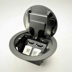 樂天商城 - TERADA　フロアコンセント　テラコン　プラグ収納コンセント　LCRプレート器具(CAT6×2／シルバーメタリック)　LCR10098