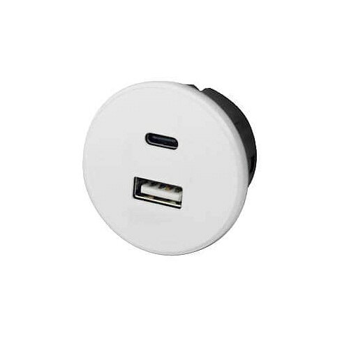 スガツネ　LAMP　Hera　埋込充電用USBコンセント　USB-TWIN-AC型　USB Type-C/Type-A対応　DC24V　20W　ホワイト　USBTWINAC20WWT