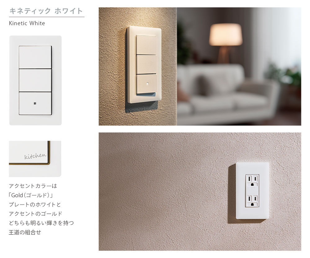 オールライトの神保電器　artific series(アーティフィックシリーズ)　スイッチプレート(アクセント仕様)　1連用　キネティックホワイト　AWMP1KW ※受注生産品｜アングル3