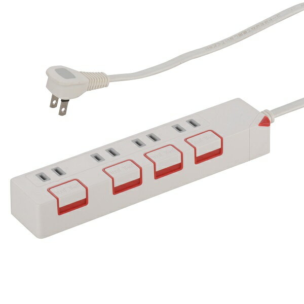 樂天商城 - オーム電機　電源タップ押しボタンスイッチ付き節電タップ4個口2．5m　HST1178W