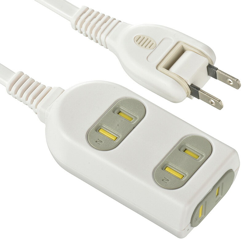 オーム電機 3個口コンセント シャッター付 コード長1m HST31HK3W