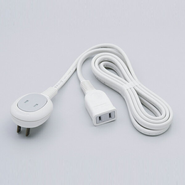 ELPA　プラグからも電源がとれる延長コード　2m　WLP1020BW