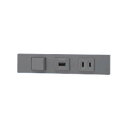 神保電器 NKシリーズ 家具・機器用3路スイッチ+USBコンセント(Type-A)+コンセントセット(什器用) ソリッドグレー(SG) KAG3579 ※受注生...