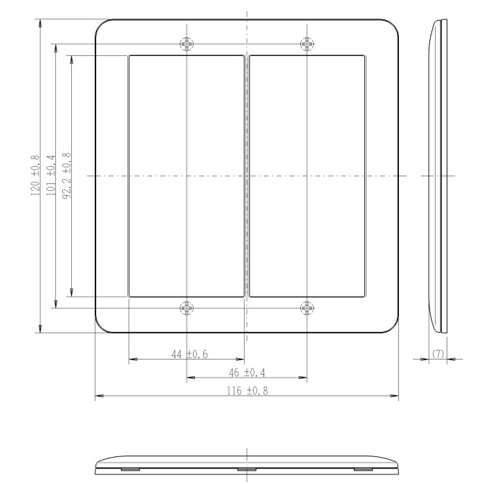 オールライトの神保電器　J・WIDE SLIMシリーズ　スリムメタリック　スイッチプレート　2連用　シルバー　NWP2SV｜アングル2