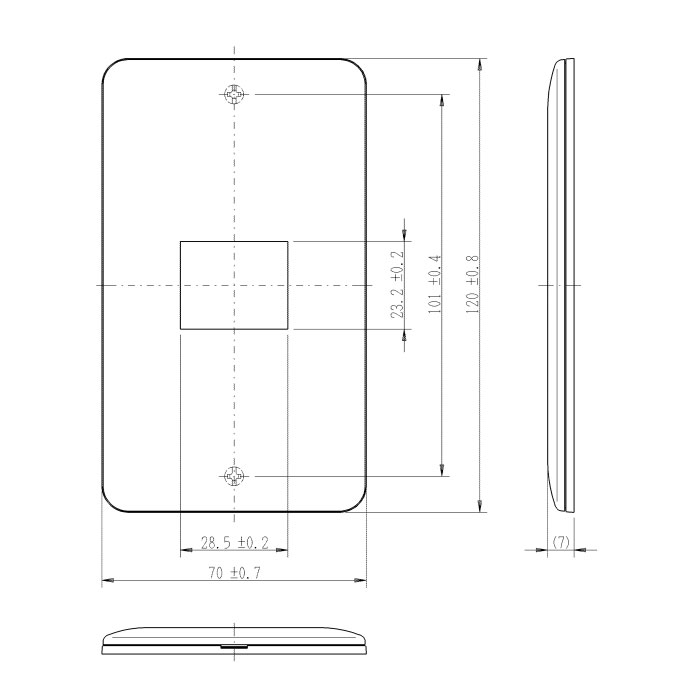 オールライトの神保電器　J・WIDE SLIMシリーズ　スリムメタリック　2ピースコンセントプレート　ラウンドデザイン　1連用　1コ用　メタリックグレー　WJD1MGY｜アングル2