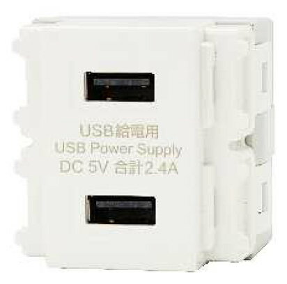 神保電器　ニューマイルドビーシリーズ　埋込USB給電用コンセント　Type-A　2ポート　2個モジュール　入力100V‐0.5AMAX　出力2.4A　5V　DC　ピュアホワイト　R3701B01C ※受注生産品