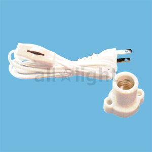 アサヒ E17レセップ(ソケット) 中間スイッチ・電源コード・プラグ付 耳付き E17レセップ白1.5Mコード 中間SW付