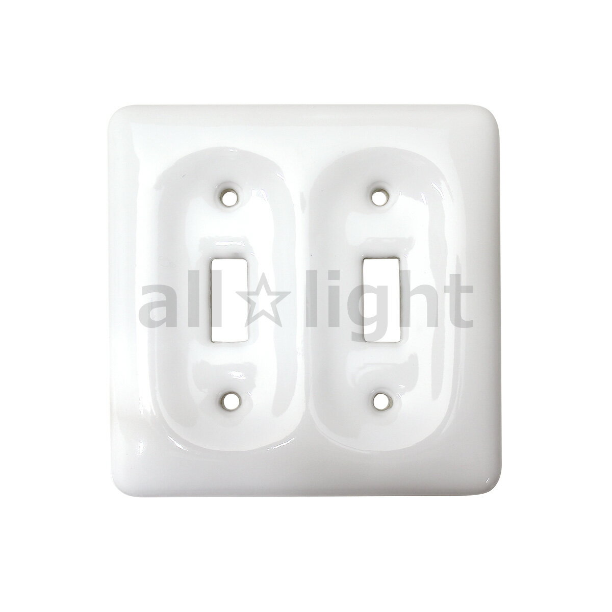 ★　アメリカンスイッチ（トグルスイッチ）用スイッチプレート　2連用　ホワイト（白色）　陶器製　セラミック　CERAMIC DOUBLE SWITCH PLATE US Wのサムネイル