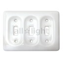 ★ アメリカンスイッチ(トグルスイッチ)用スイッチプレート 3連用 ホワイト(白色) 陶器製 セラミック CERAMIC TRIPLE SWITCH PLATE US W