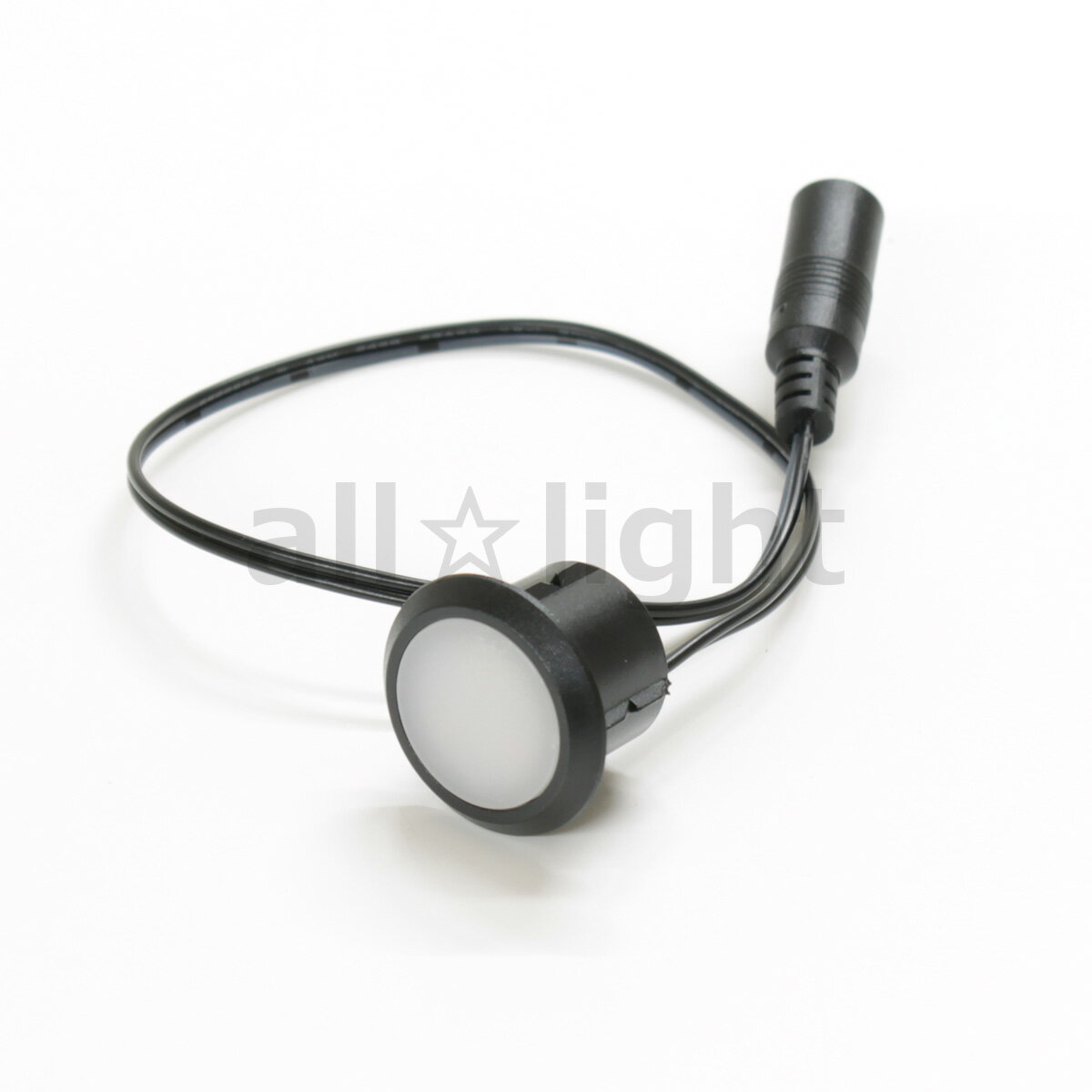 ノア DC12V 家具用LED照明(什器用) ダウンライト 丸形 黒 コード長300mm DCジャック付 電球色 ワンタッチ式 取付穴φ21mm DC12V50...