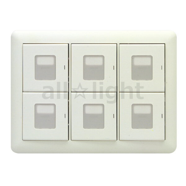 神保電器　J・WIDEシリーズ　スイッチ組み合わせ　3連6個用　マーク付　片切　15A　300V　ピュアホワイ..