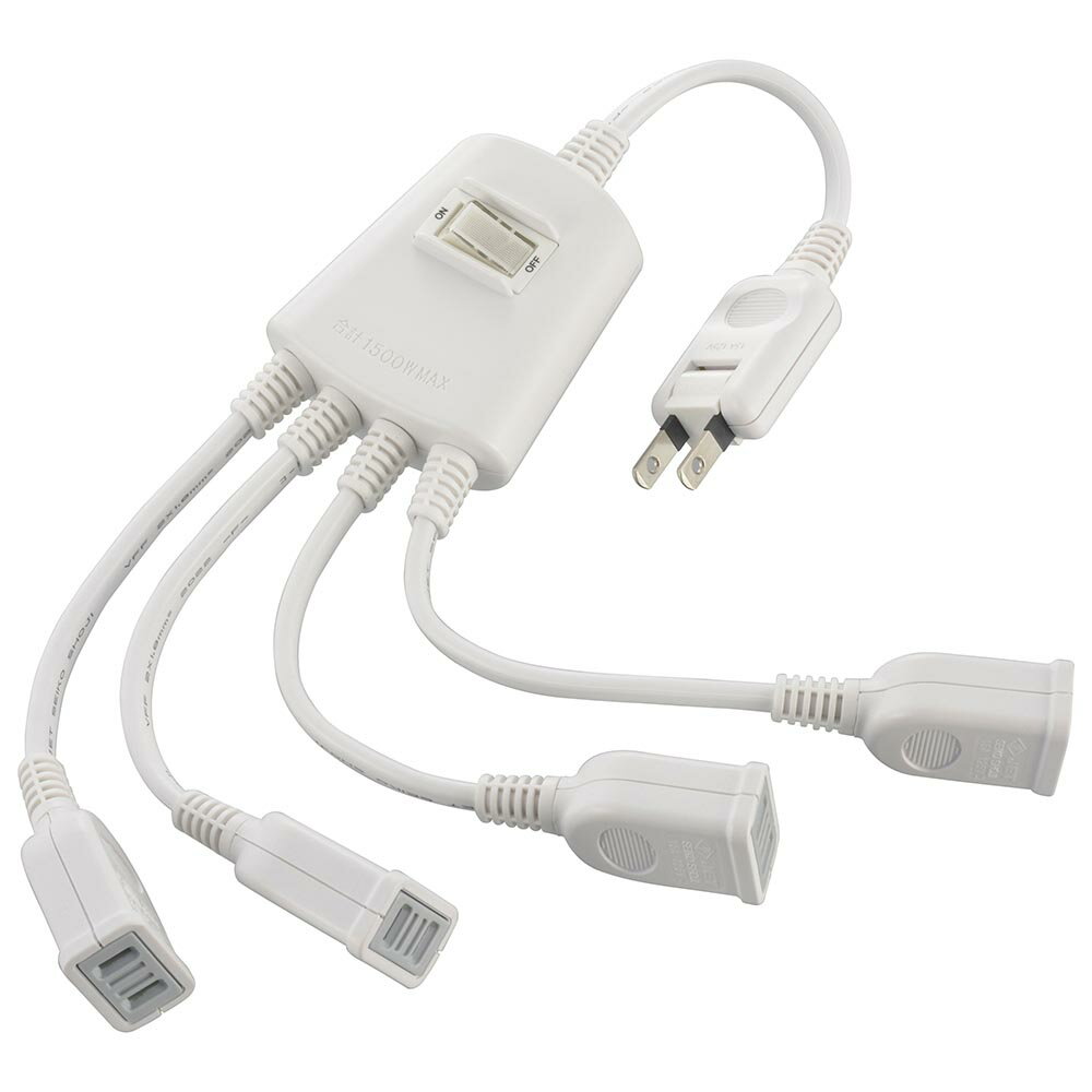 オーム電機　電源分配コード(集中スイッチ付き/難燃・耐熱ボディ/4個口/白[ホワイト])　HSTP4C10V3W