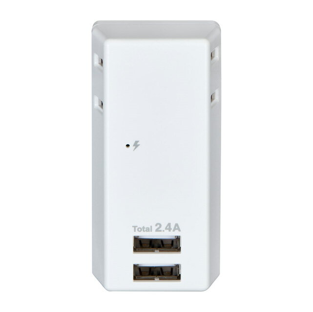 ~2 Holes - ELPA　耐雷USBタップ　2個口　2ポート　固定プラグ　USBポート（USB Aタイプ　DC5V　合計2.4Aまで）　コンセント（AC100V 14A　合計1400Wまで）　UA222SL