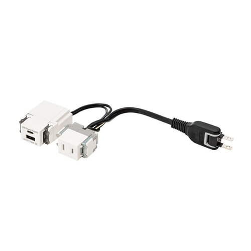 スガツネ　LAMP　結線済コンセント　DM2-A1UCA型　電源（AC）1口　USB1口　電気工事不要　ホワイト　ほこり防止シャッター付　USB Type-C/Type-A対応　DM2A1UCAWT
