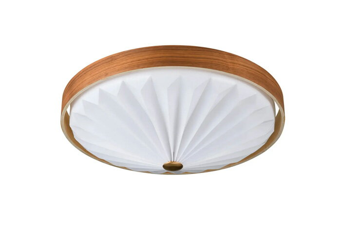 SWAN　WOOD PLEATS CEILING LIGHT　引掛シーリング　簡易取付　調光調色10段階　プルレス機能　常夜灯　リモコン付　ブラウン　ACE170BR
