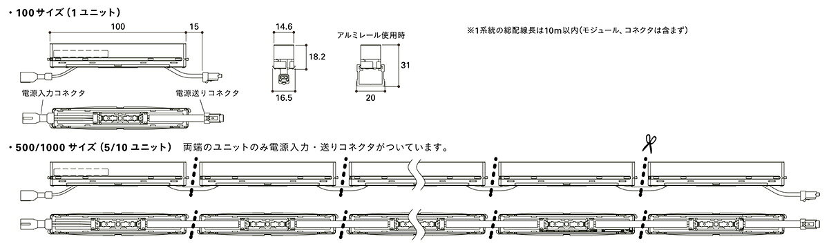 DNライティング 軒下用チェーンLEDモジュール CHC-LED F-WP 電源装置別売 ワイド配光タイプ IP66 100mm 昼白色(5000K) CHCLED100NFWP ※受注生産品 [2]