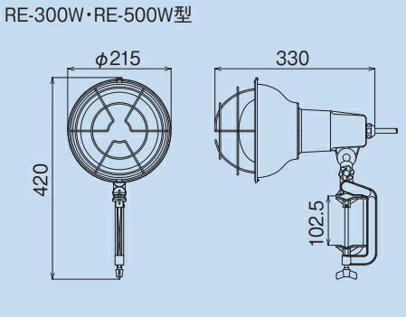 HATAYA　RE型作業灯（投光器）　屋外用　レフランプ270W　110V　E39口金用（ランプ...
